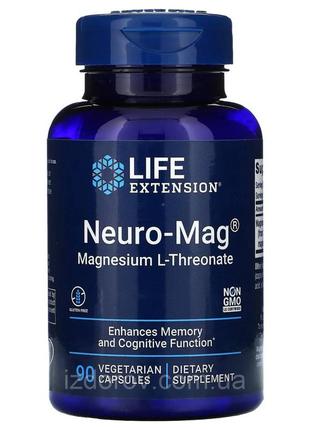 Магній l-треонат neuro-mag life extension magnesium l-threonate для покращення пам'яті 90 капсул2 фото
