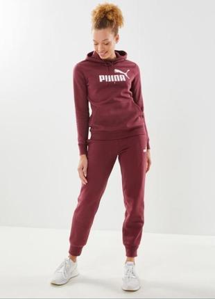 Оригинальный бордовый костюм худи джоггеры puma