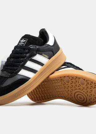 Женские кроссовки адидас самба чёрно белые adidas samba xlg6 фото