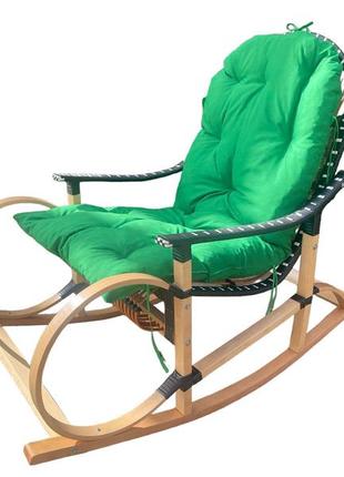 Кресло качалка с зеленой  подушкой3 фото