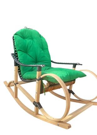 Кресло качалка с зеленой  подушкой2 фото