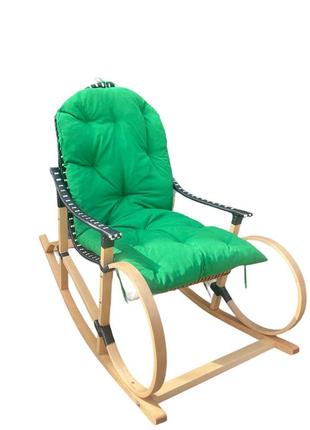 Кресло качалка с зеленой  подушкой9 фото