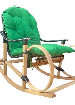 Кресло качалка с зеленой  подушкой10 фото