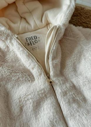 Плюшева весняна куртка курточка тедді молочна для дівчинки 3-6міс 62-68см5 фото