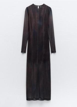 Длинное платье zara с длинным рукавом и подкладкой xs,s