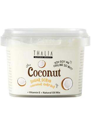 Сахарный скраб для тела "кокос" thalia, 300 г1 фото
