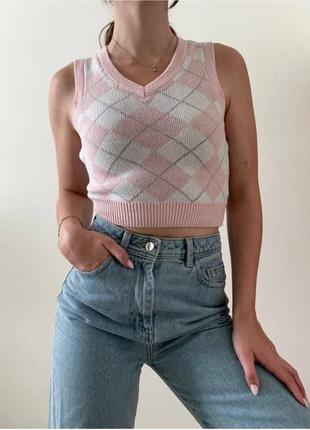 Жилетка вязаная hollister в клетку