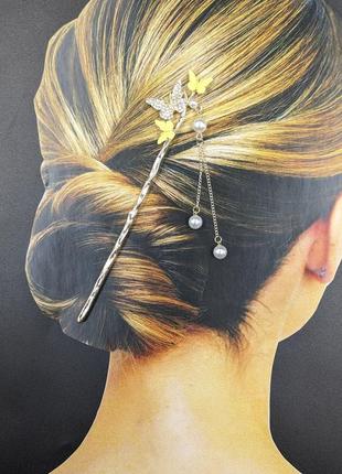 Японская шпилькая для волос. шпилька канзаши. заколка для пучка.