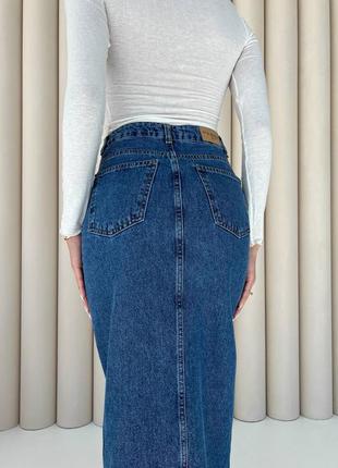 Самая тонкая удлиненная джинсовая юбка с вырезом по центру. идеально садится по фигурке4 фото