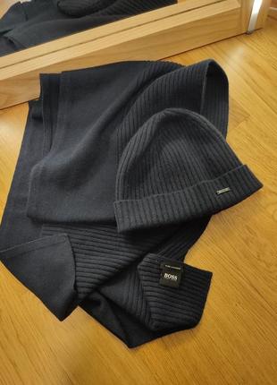 Набор шапка и шарф hugo boss pure cashmere 100%