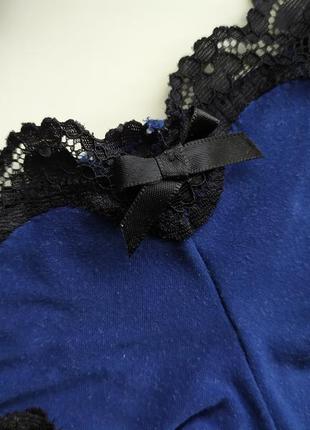 Сині трусики шортики victoria's secret вікторіас сікрет, чорне мереживо2 фото