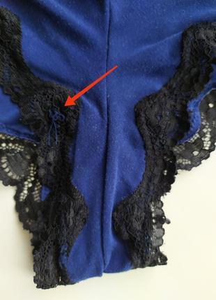 Сині трусики шортики victoria's secret вікторіас сікрет, чорне мереживо3 фото