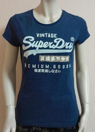 Крутая футболка синего цвета с фирменным принтом superdry made in turkey4 фото