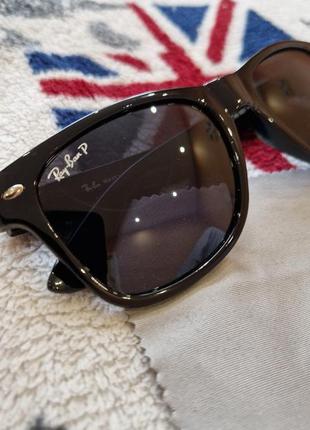 Солнцезащитные очки ray ban wayfarer поляризационные антибликовые uv400 супер черные. новые 🔥3 фото