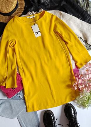Шикарное новое легкое желтое шифоновое платье zara
