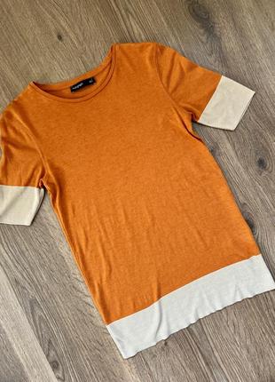 Кофта короткий рукав футболка блуза autograph оранжевый кирпичный размер s лиоцелл4 фото