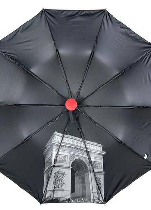 Жіноча парасолька напівавтомат на 10 спиць антивітер з принтом міст всередині від bellissimo, червоний, м 0628-84 фото