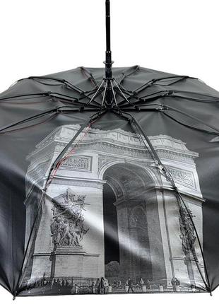 Жіноча парасолька напівавтомат на 10 спиць антивітер з принтом міст всередині від bellissimo, червоний, м 0628-88 фото
