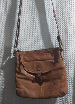 Кожаная кросбоди коричневая сумка на замке кежуал натуральная кожа