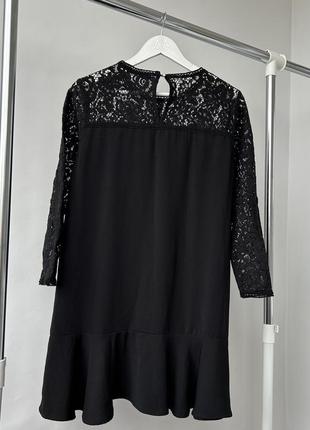 Сукня вільна з кружевними вставками платье с кружевными вставками с рукавами zara4 фото