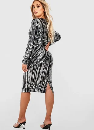 Шикарное платье миди декорироное пайетками