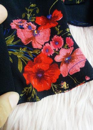 Блузка топ с рюшами оборками завязка на талии цветочный принт5 фото