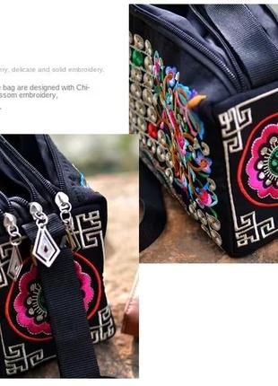Стильная этно сумка с украинским орнаментом, женская сумочка из ткани с вышивкой3 фото