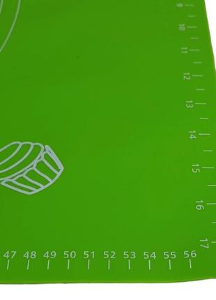 Коврик для раскатки теста силиконовый 45 х 65 см зеленый2 фото