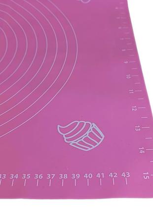 Коврик для раскатки теста силиконовый 40 х 50 см розовый5 фото