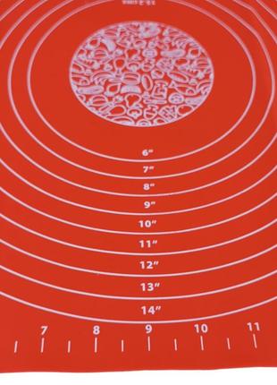 Коврик для раскатки теста силиконовый 45 х 65 см красный5 фото