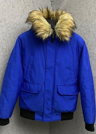 Синя зимова куртка від бренда zara man