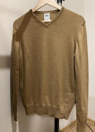 Стильный шерстяной пуловер 100% merino wool  camel2 фото