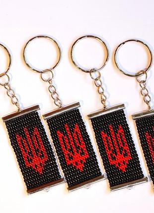 Брелок герб украины (красно-черный, бисер стекло)