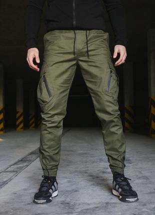 Чоловічі демісезонні штани карго хакі1 фото