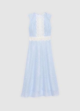 Голубое кружевное платье миди sandro1 фото