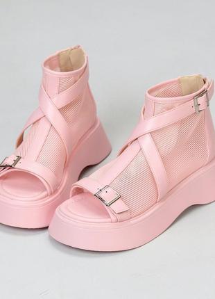Босоножки ботинки летние розовые1 фото