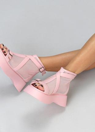 Босоножки ботинки летние розовые5 фото