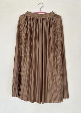 Новая юбка плиссе в оттенке розовое золото размер м плисерованная юбка гофре5 фото