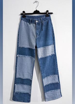 Джинси широкі з високою посадкою shein denim jeans