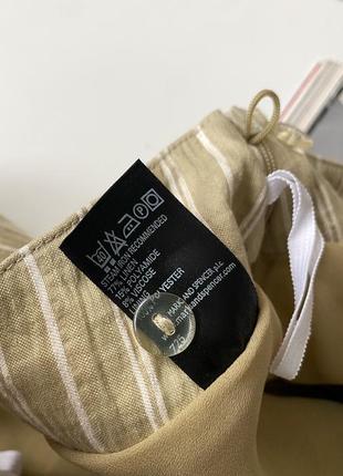 M&s  лляна міді спідниця в смужку юбка льон бежева3 фото