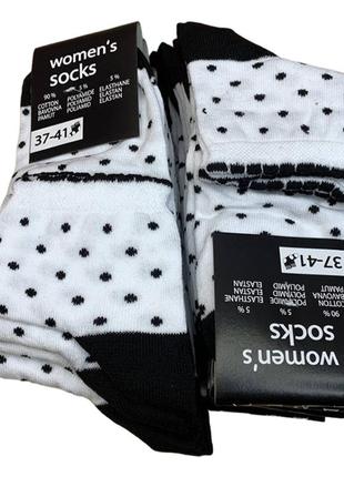 10 пар жіночі шкарпетки women's socks (розмір 37-41) чорно-білі оптом