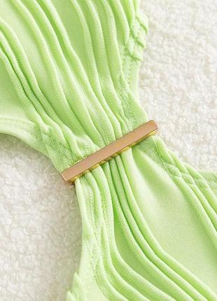 Женский купальник монокини фактурный на одно плечо с пластинкой textured зеленый9 фото