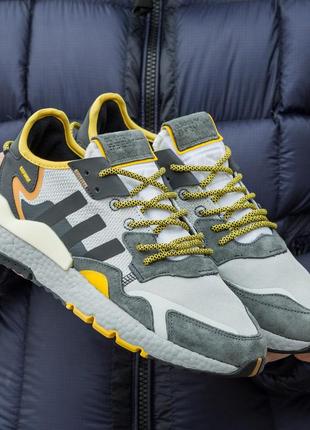 Чоловічі кросівки adidas nite jogger boost core black yellow dark grey 40-41-42-43-44-45