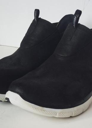Skechers кроссовки кеды без шнурка черные 41 кожаные3 фото