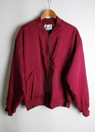 Шёлковый бомбер goouch - vintage 90s cherry red silk bomber jacket2 фото
