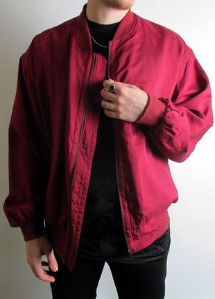 Шёлковый бомбер goouch - vintage 90s cherry red silk bomber jacket