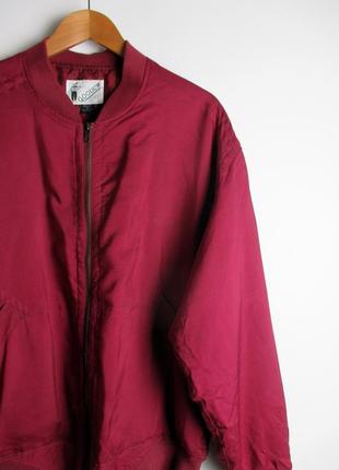 Шёлковый бомбер goouch - vintage 90s cherry red silk bomber jacket4 фото