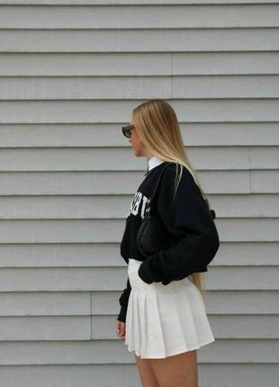 Юбка мини плиссе тенниска белая черная спортивная высокая посадка трендовая стильная5 фото