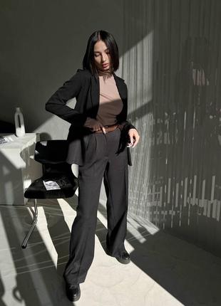 Трендовый женский деловой костюм пиджак и брюки палаццо свободного кроя классический комплект