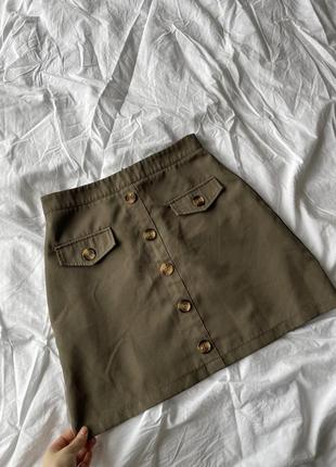 Мини-юбка хаки оливковый летний boohoo1 фото